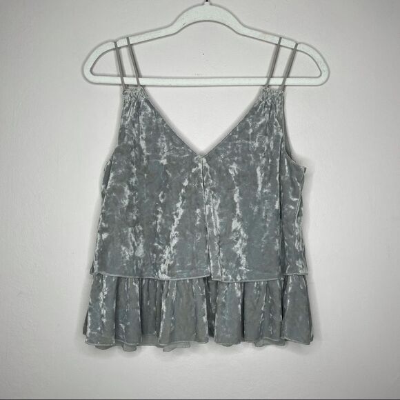 aerie velour tank top boxy v-neck ruffle gray NWT - Picture 10 of 10